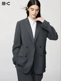 UNIQLO:C 感動ダブルジャケットリラックスフィット ダークグレー Lサイズ