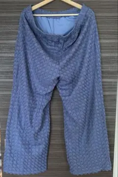 【大きいサイズ】4L美品　くすみネイビーのレースパンツ