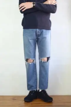 UNUSED 13OZ DENIM TOW HOLE KNEES 3
