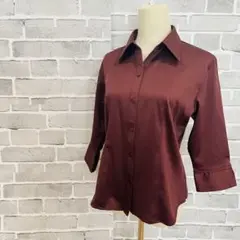 SPLENDED バーガンディ 長袖シャツ　ブラウス【9】ゆったり　a898