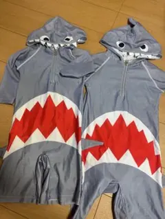 サメデザイン フード付き水着 2枚セット