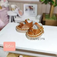 ドールシューズ リボン No.864 茶 イーマリー　リカちゃん　ブライス　靴