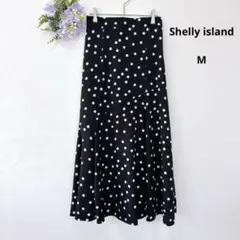 美品★シェリーアイランド ロング マーメイドスカート M ドット ブラック 上品