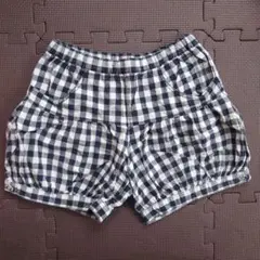 【処分価格】ギンガムチェック ショートパンツ ブラック・ホワイト 140センチ
