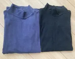 Hotcott 肌着140 ネイビー ブラック 2枚セット　ハイネック