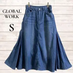 GLOBAL WORK スカート　デニム　ロング　フレア　 S 綿100%