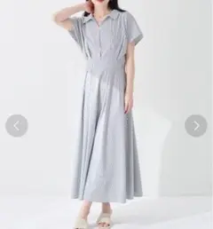 natural couture 涼しげスキッパー襟ワンピース