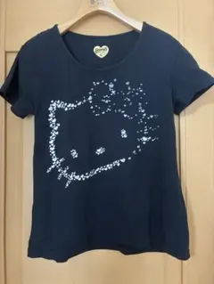 ハローキティ Tシャツ 両面プリント ロゴ入り ブラック L