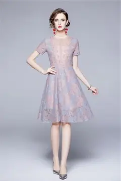 総レース ドレス フォーマル フェミニン 上品 インポート