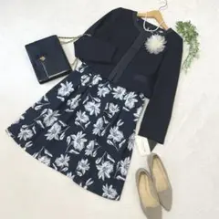 【Lサイズ】ノーカラージャケット＆ワンピース2点セット　美品　セレモニースーツ