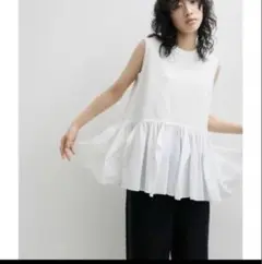 アダムエロペ　【サステナブル】RENUタフタティアードTEE ホワイト