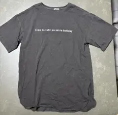GU 黒 半袖 オーバーサイズ Tシャツ テキストプリント L