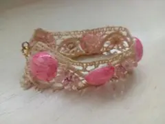 H.P.FRANCE EMMA CASSI レースブレスレット ピンク