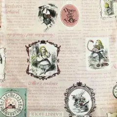 ❤︎不思議の国のアリス英字＆フレーム❤︎ 綿１００％♦︎１１０㎝×９５㎝ オックス♠︎♣︎