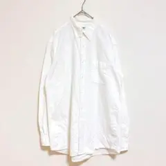 ユニクロ　シャツ　長袖　XL ホワイト　綿 100% 薄手　シンプル　カジュアル
