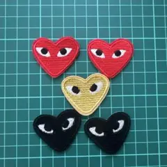 ハートワッペン　刺繍3色5枚セット