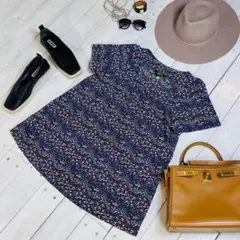 『LADY‘S』花柄　ポケット付　チュニック　総柄　M-Lサイズ　トップス