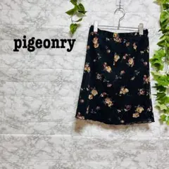 【j15】【pigeonry】　花柄 アンブレラスカート ブラック　美品