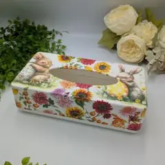 ティッシュケース ボックスティッシュケース パスクワーレの夢うさぎ ひまわり