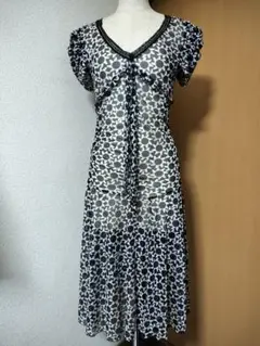 おしゃれ　クーカイ　花柄 ひざ丈ワンピース 半袖