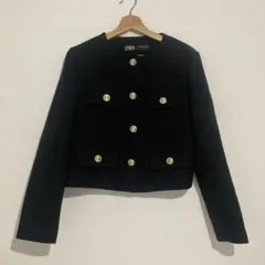 ZARA ノーカラージャケット ブラック 36