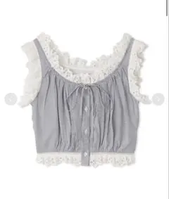 【新品未開封】SNIDEL クロップドコットンフリルブラウス　STRIPE