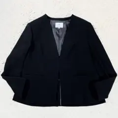 ✨未使用級 23区 ノーカラー ジャケット ウォシャブル 希少46 ブラック