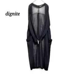 【dignite】薄手カーディガン　F　ブラック 薄手　 透け感　 ボタンレス