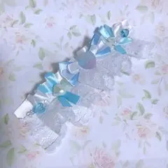 [B55c]フリルレースのおまんじゅう用ヘッドドレス[白x水色]