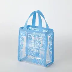 【新商品】紀伊国屋 エコバッグ モンステラ柄ミニクリアトート ライトブルー