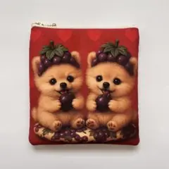 ハンドメイド　ポメラニアン　ポーチ