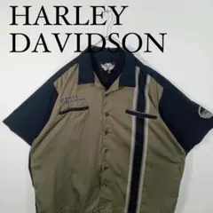 HARLEY DAVIDSON 半袖オープンカラーシャツ 刺繍ロゴ XXXL
