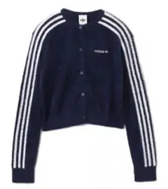 【adidas】Mサイズ フラッフィーニットカーディガン ナイトインディゴ