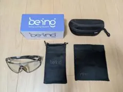 【試着のみ】beingサングラス ロードバイク用ゴールドーミラー　調光レンズ
