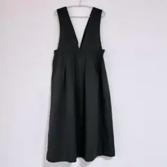 【美品】chocol raffine robe◆深Vジャンパースカート◆黒◆F