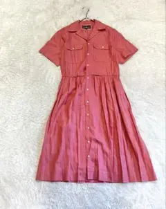RALPH LAUREN シャツロングワンピース リネン100% ポニー刺繍