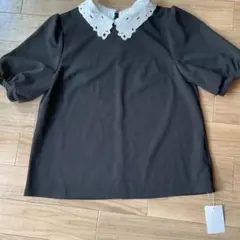 白襟ブラック半袖トップス M