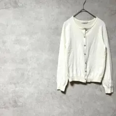 エニィスィス　ウール　カーディガン　ラウンドネック　長袖　フラワーボタン　M