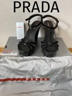 PRADA プラダ ベルベットリボンサンダル