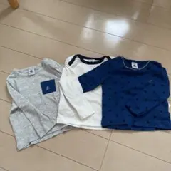 プチバトー　12M74cm長袖Tシャツ 3枚セット