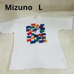 【ほぼ新品】ミズノスポーツ　カラフル旗デザイン メンズTシャツ Lサイズ