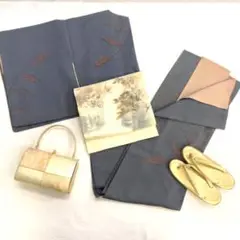 〔6207〕着物 小紋 袷 正絹 グレー 単品販売♪