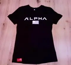 美品❗️ALPHA ブラックTシャツ アメリカ国旗デザイン