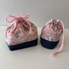 世界の人々　ピンク★お弁当袋＆コップ袋の２点セット
