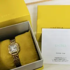 L*CREA 稼働中 ルクレア ゴールド オクタゴンフェイス ソーラー腕時計
