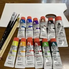ホルベインアクリラガッシュマスターセット12色+ 紙パレット+筆5本セット