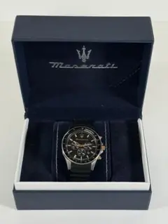 【美品】Maserati クロノグラフ 時計 ブラック ラバーベルト