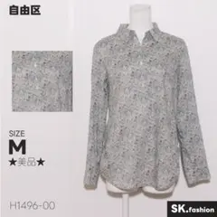★美品★自由区 トップス　シャツ　長袖　ペイズリー柄　袖長さ調節可能　綿100％