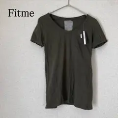 Fitme 半袖Tシャツ ビンテージ調 カーキ ストレッチ カットソー トップス