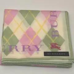 BURBERRY バーバリー 大判ハンカチ 綿100% 日本製 アーガイル柄